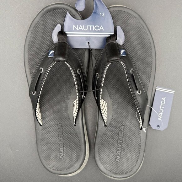 Nautica Mens Casted Black Flip Flop Thongs Sandals Padded Size 13 - Picture 4 of 4